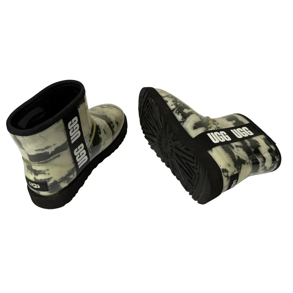 UGG Classic Clear Mini Marble Black Waterproof Boot Rain Size 7